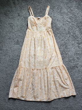 LOFT Cream Maxi Dress with Gold Motif